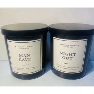 (2x LOT)  LEOBEN CO RARE HTF NIGHT OUT + Man Cave Candle Vegan Soy Wax Blend 9oz